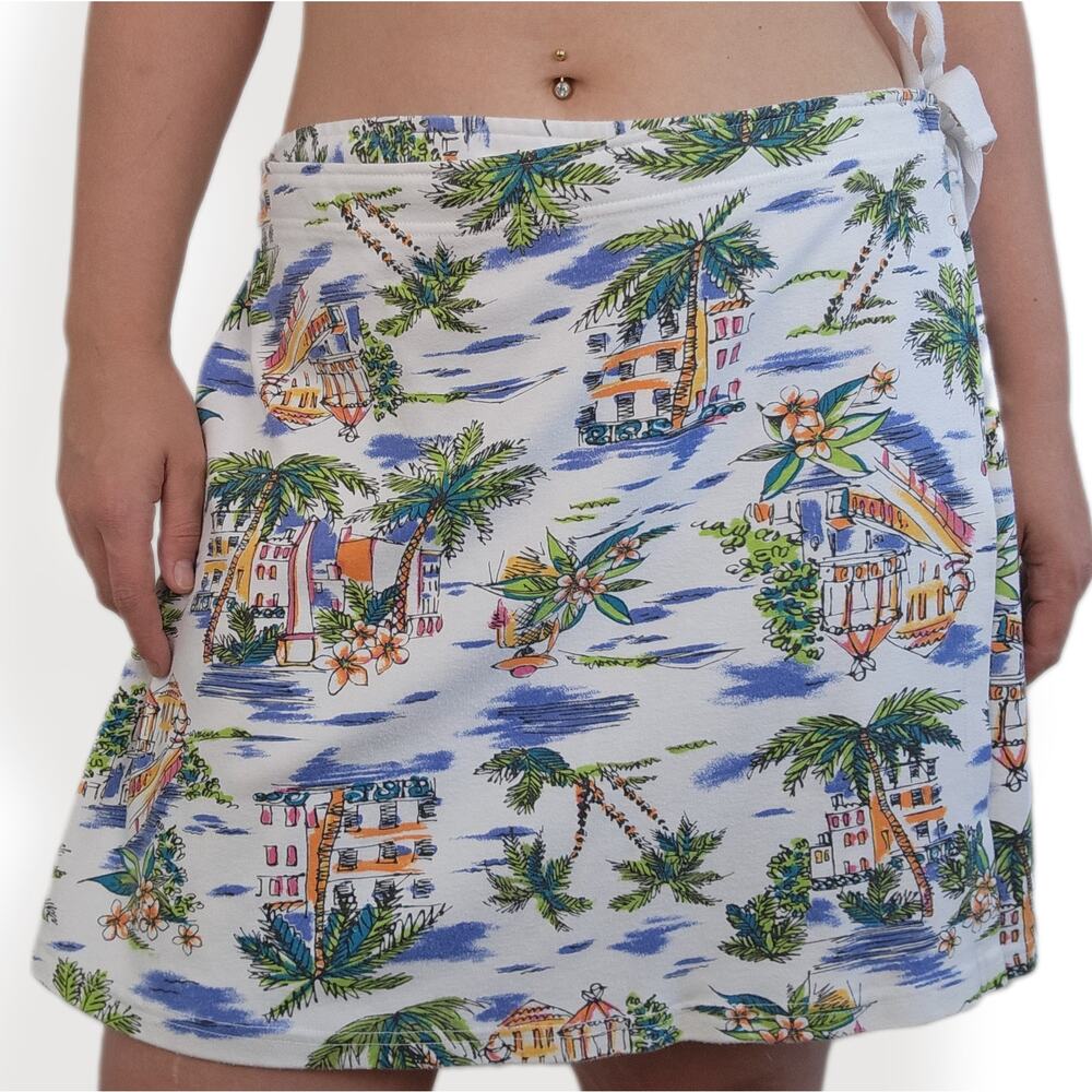 Beach Vacation Theme Skort White Stag Palm Tree Plus Size XL
